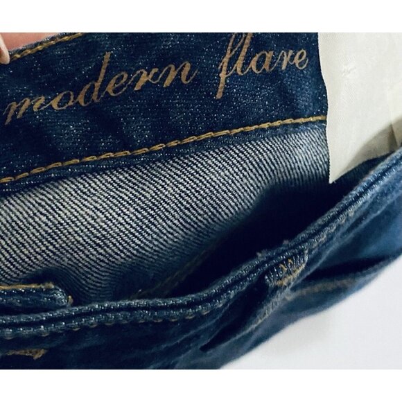 LOFT Womens 14 Modern Flare Jeans Medium Wash Distressed Back Flap Pockets Boho - Picture 6 of 8